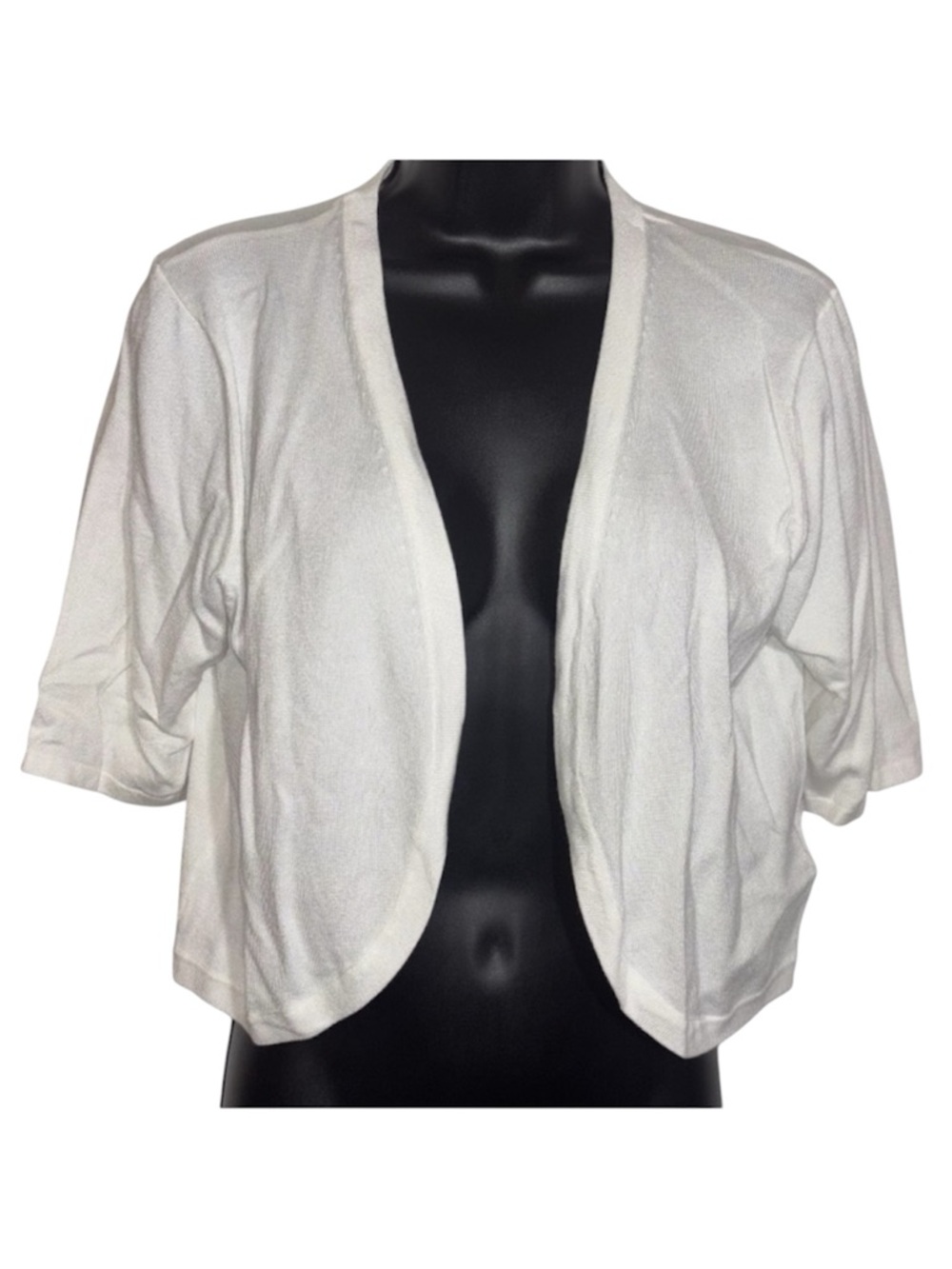 Joseph A Shrug White Elbow Sleeve Knit Open Front Lightweight Women’s Size Large